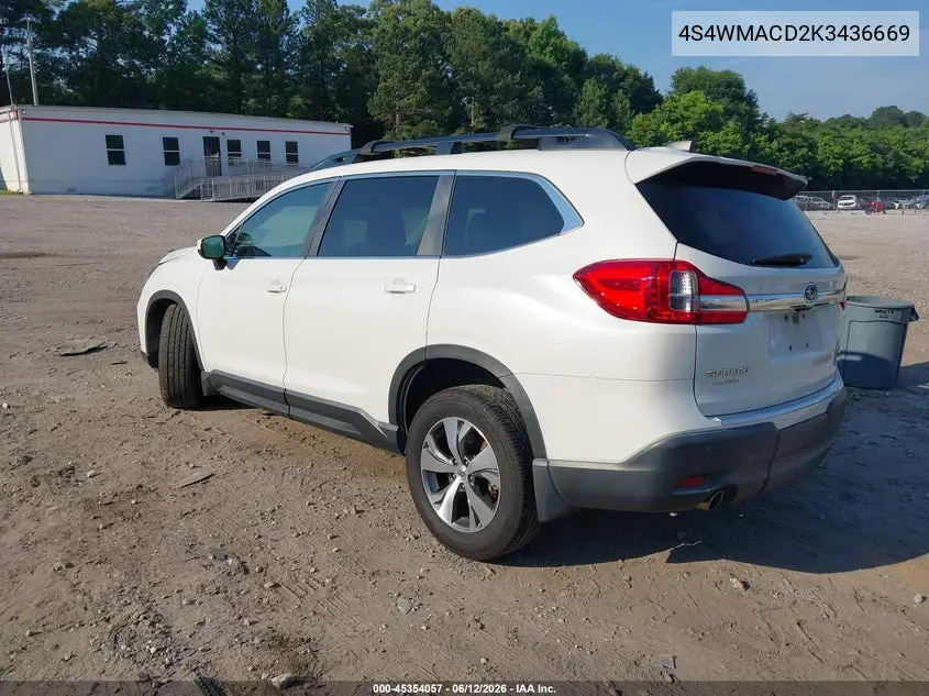 2019 Subaru Ascent Premium VIN: 4S4WMACD2K3436669 Lot: 45354057