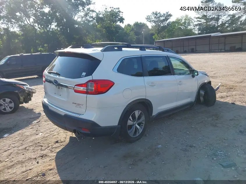 2019 Subaru Ascent Premium VIN: 4S4WMACD2K3436669 Lot: 45354057