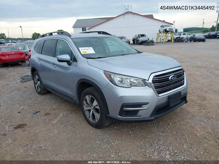 2019 Subaru Ascent Premium VIN: 4S4WMACD1K3445492 Lot: 45410671