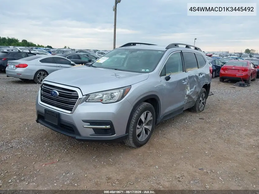 2019 Subaru Ascent Premium VIN: 4S4WMACD1K3445492 Lot: 45410671