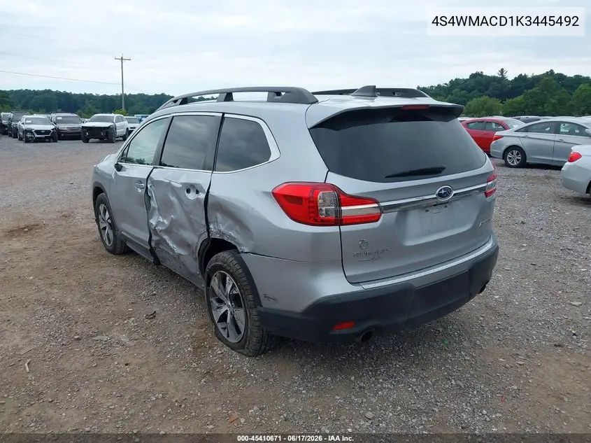 2019 Subaru Ascent Premium VIN: 4S4WMACD1K3445492 Lot: 45410671