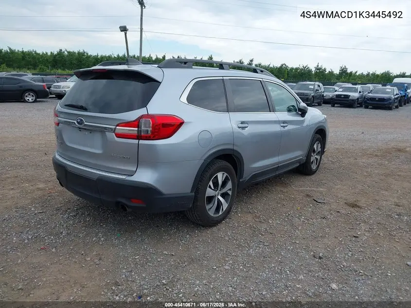 2019 Subaru Ascent Premium VIN: 4S4WMACD1K3445492 Lot: 45410671