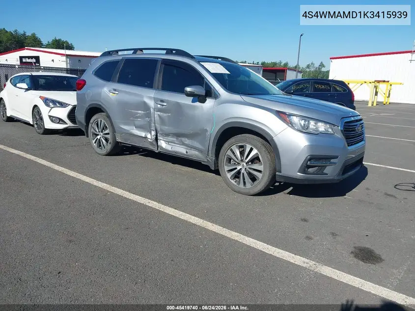 2019 Subaru Ascent Limited VIN: 4S4WMAMD1K3415939 Lot: 45419740