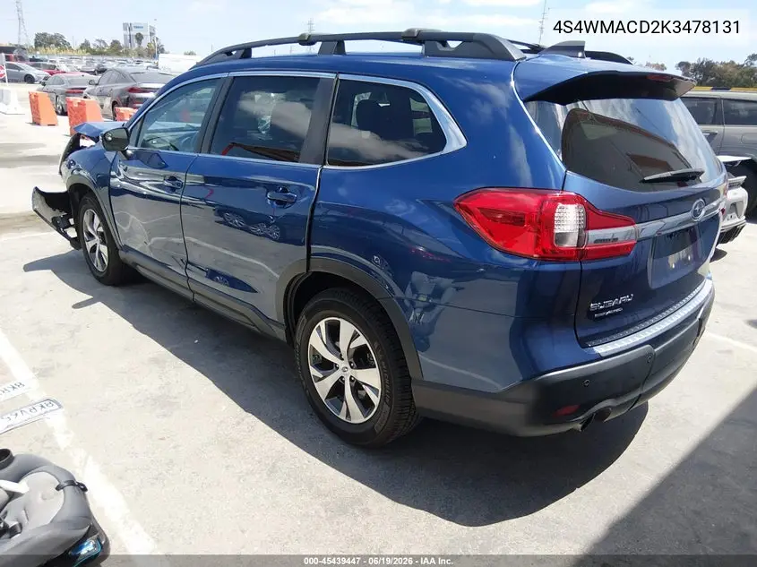 2019 Subaru Ascent Premium VIN: 4S4WMACD2K3478131 Lot: 45439447