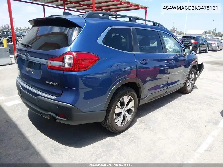 2019 Subaru Ascent Premium VIN: 4S4WMACD2K3478131 Lot: 45439447
