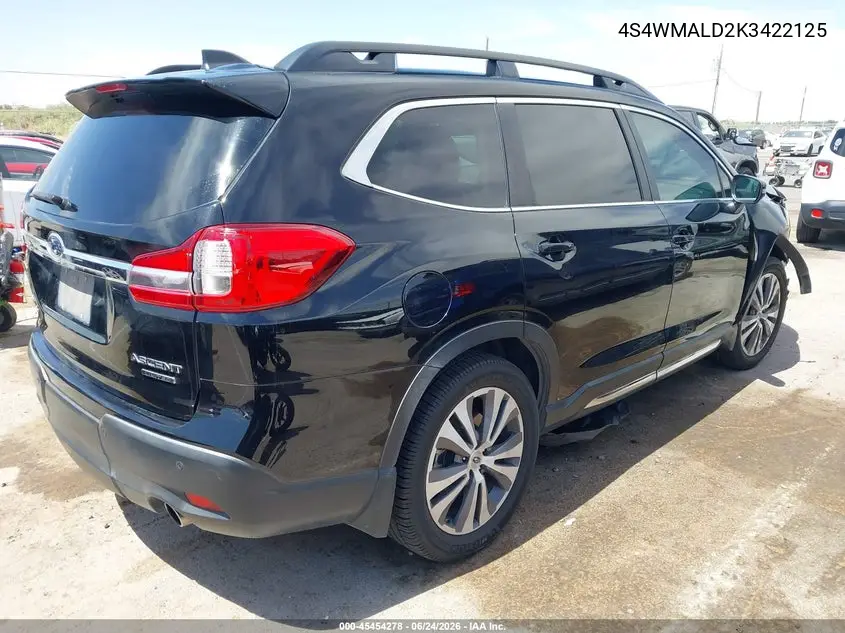 2019 Subaru Ascent Limited VIN: 4S4WMALD2K3422125 Lot: 45454278