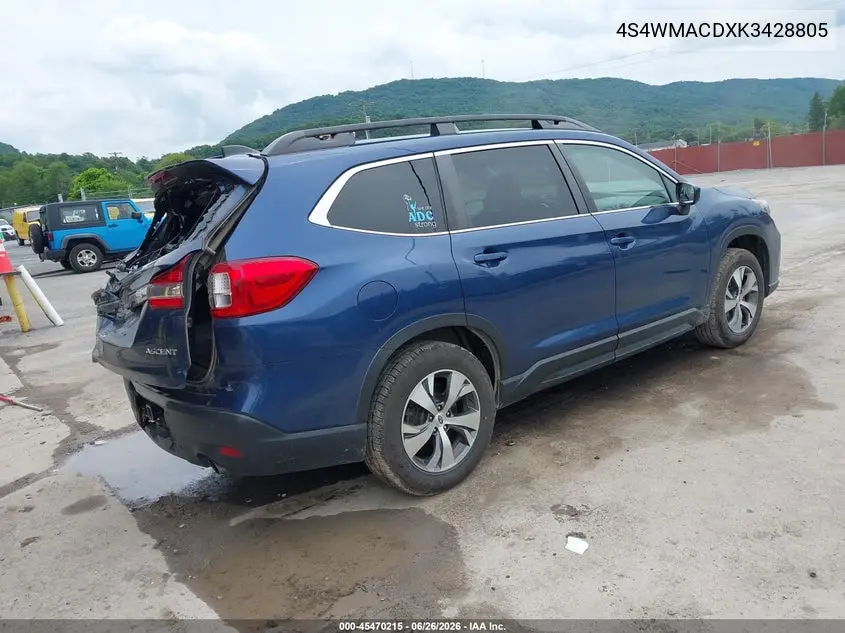 2019 Subaru Ascent Premium VIN: 4S4WMACDXK3428805 Lot: 45470215