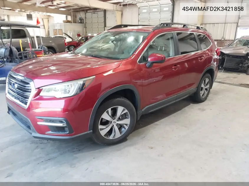 2019 Subaru Ascent Premium VIN: 4S4WMAFD2K3421858 Lot: 45473826