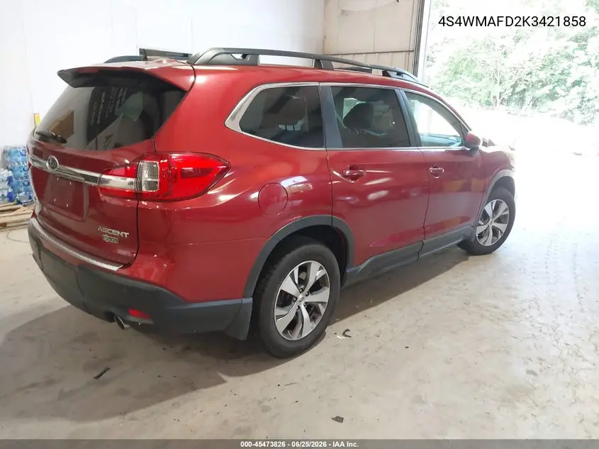 2019 Subaru Ascent Premium VIN: 4S4WMAFD2K3421858 Lot: 45473826