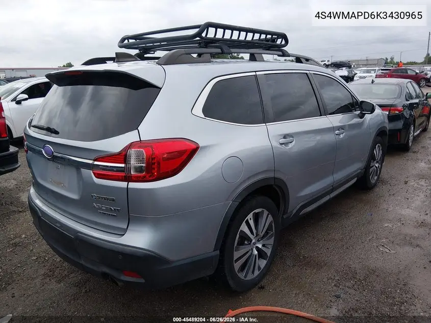 2019 Subaru Ascent Limited VIN: 4S4WMAPD6K3430965 Lot: 45489204