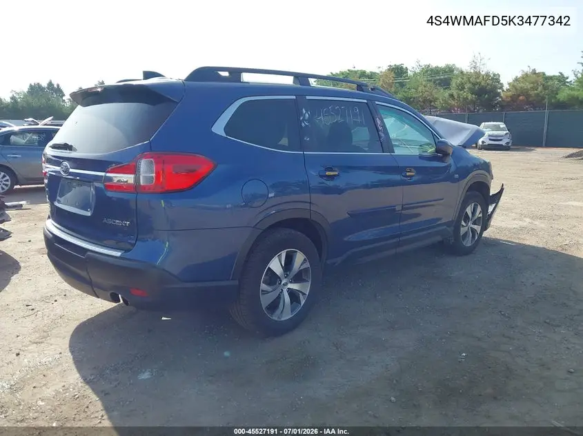 2019 Subaru Ascent Premium VIN: 4S4WMAFD5K3477342 Lot: 45527191