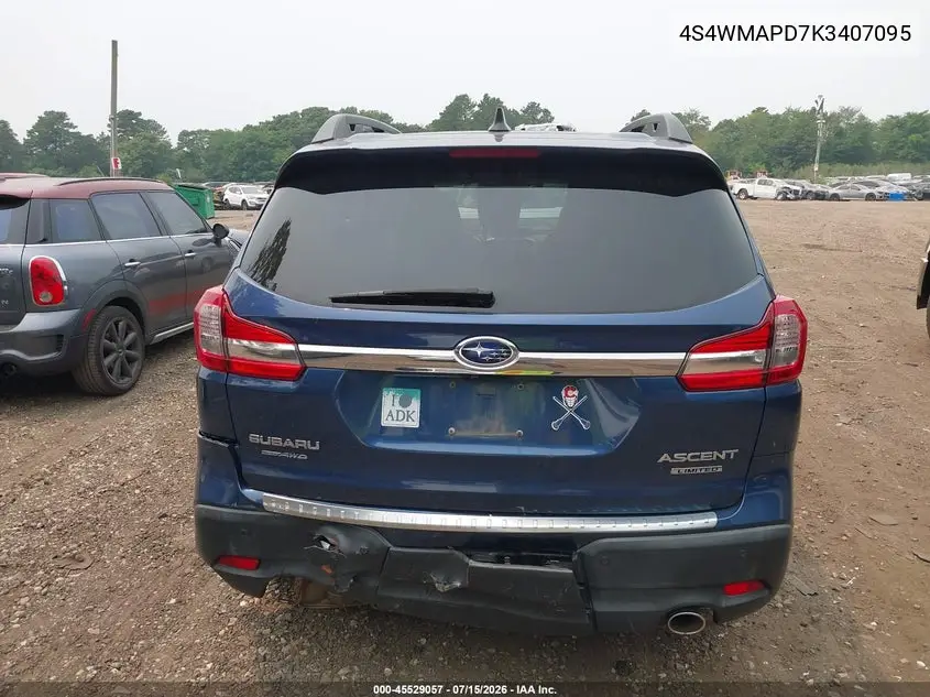 2019 Subaru Ascent Limited VIN: 4S4WMAPD7K3407095 Lot: 45529057