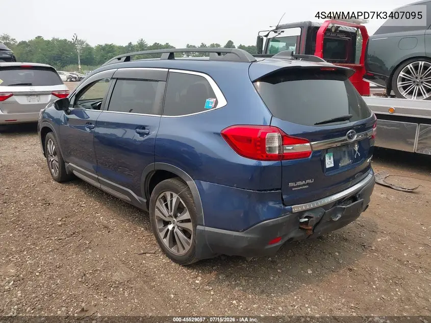 2019 Subaru Ascent Limited VIN: 4S4WMAPD7K3407095 Lot: 45529057