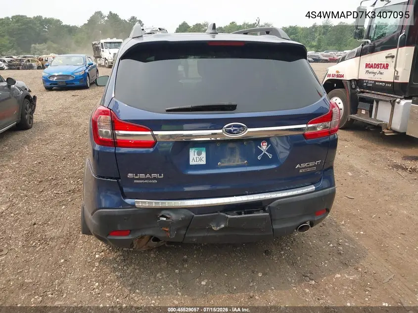 2019 Subaru Ascent Limited VIN: 4S4WMAPD7K3407095 Lot: 45529057
