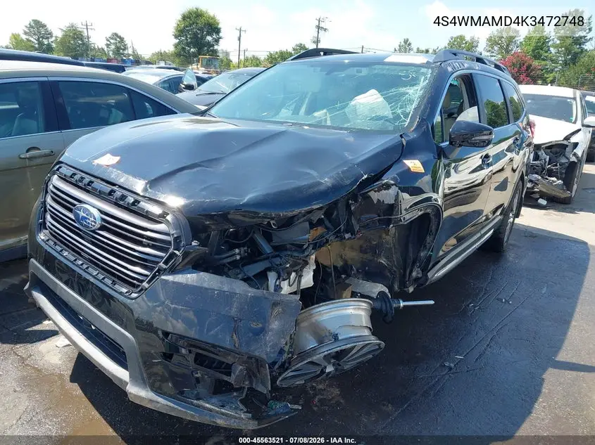 2019 Subaru Ascent Limited VIN: 4S4WMAMD4K3472748 Lot: 45563521