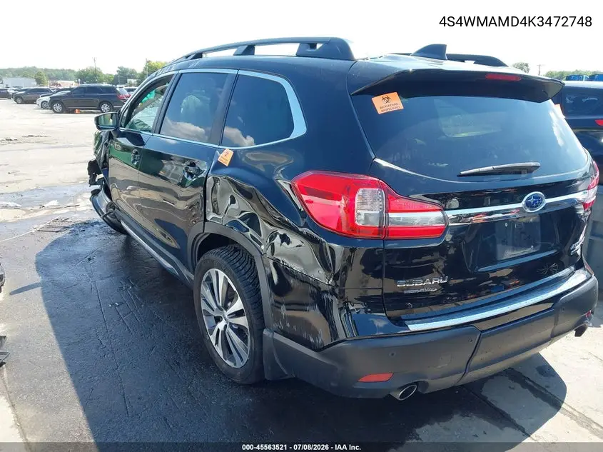 2019 Subaru Ascent Limited VIN: 4S4WMAMD4K3472748 Lot: 45563521