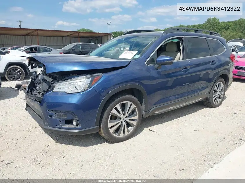 2019 Subaru Ascent Limited VIN: 4S4WMAPD6K3412322 Lot: 45575347