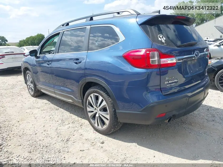 2019 Subaru Ascent Limited VIN: 4S4WMAPD6K3412322 Lot: 45575347
