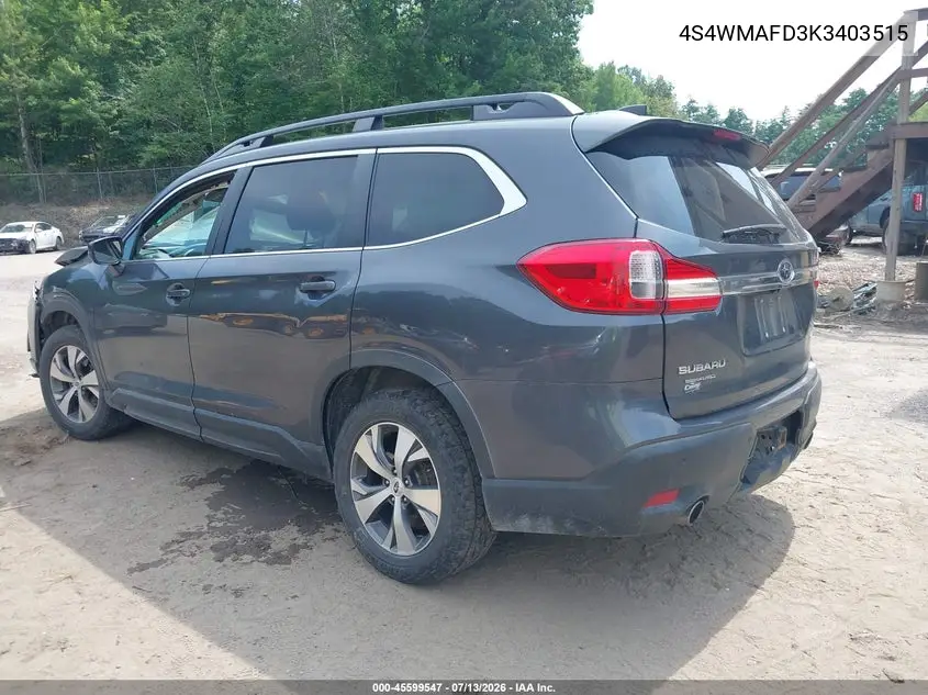 2019 Subaru Ascent Premium VIN: 4S4WMAFD3K3403515 Lot: 45599547