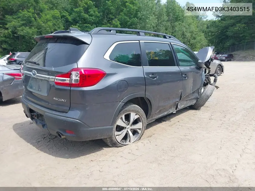2019 Subaru Ascent Premium VIN: 4S4WMAFD3K3403515 Lot: 45599547