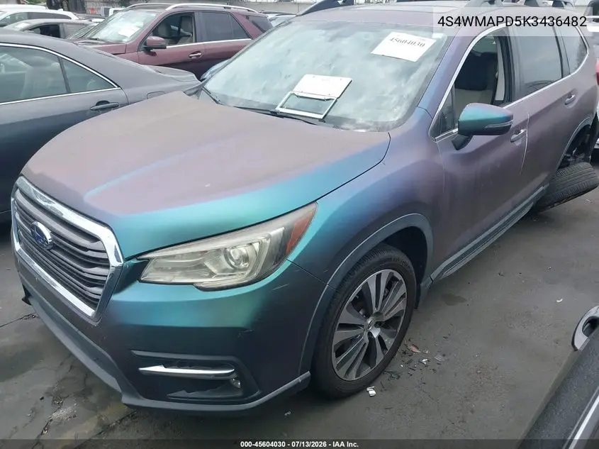 2019 Subaru Ascent Limited VIN: 4S4WMAPD5K3436482 Lot: 45604030