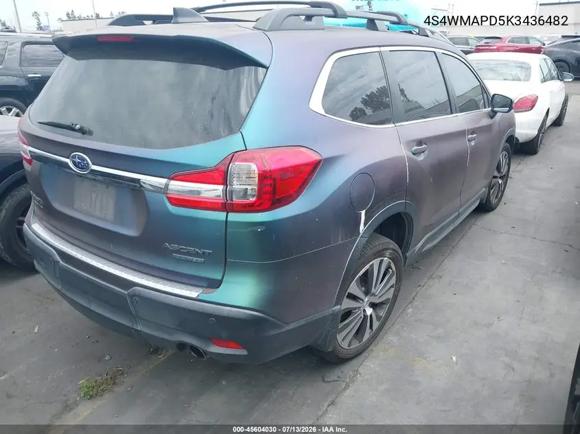 2019 Subaru Ascent Limited VIN: 4S4WMAPD5K3436482 Lot: 45604030