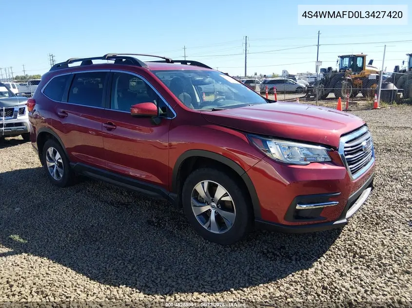 2020 Subaru Ascent Premium VIN: 4S4WMAFD0L3427420 Lot: 45265991