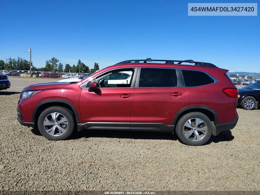 2020 Subaru Ascent Premium VIN: 4S4WMAFD0L3427420 Lot: 45265991