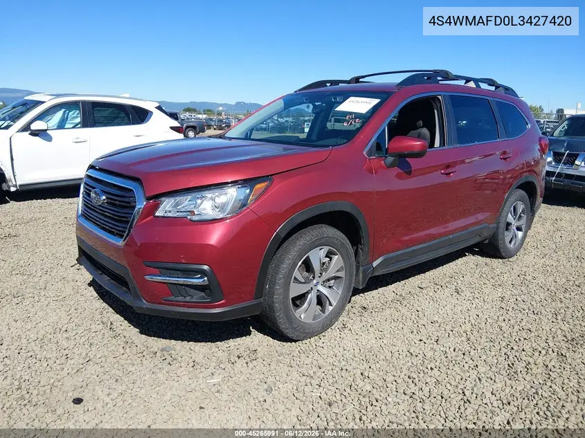 2020 Subaru Ascent Premium VIN: 4S4WMAFD0L3427420 Lot: 45265991