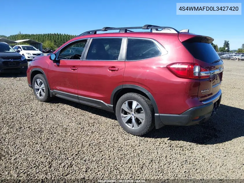 2020 Subaru Ascent Premium VIN: 4S4WMAFD0L3427420 Lot: 45265991