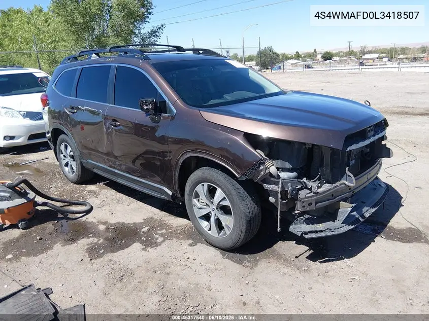 2020 Subaru Ascent Premium VIN: 4S4WMAFD0L3418507 Lot: 45317540