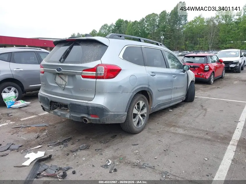 2020 Subaru Ascent Premium VIN: 4S4WMACD3L3401141 Lot: 45332967