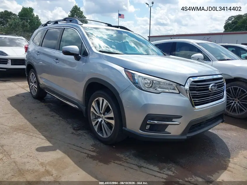 2020 Subaru Ascent Limited VIN: 4S4WMAJD0L3414402 Lot: 45332994