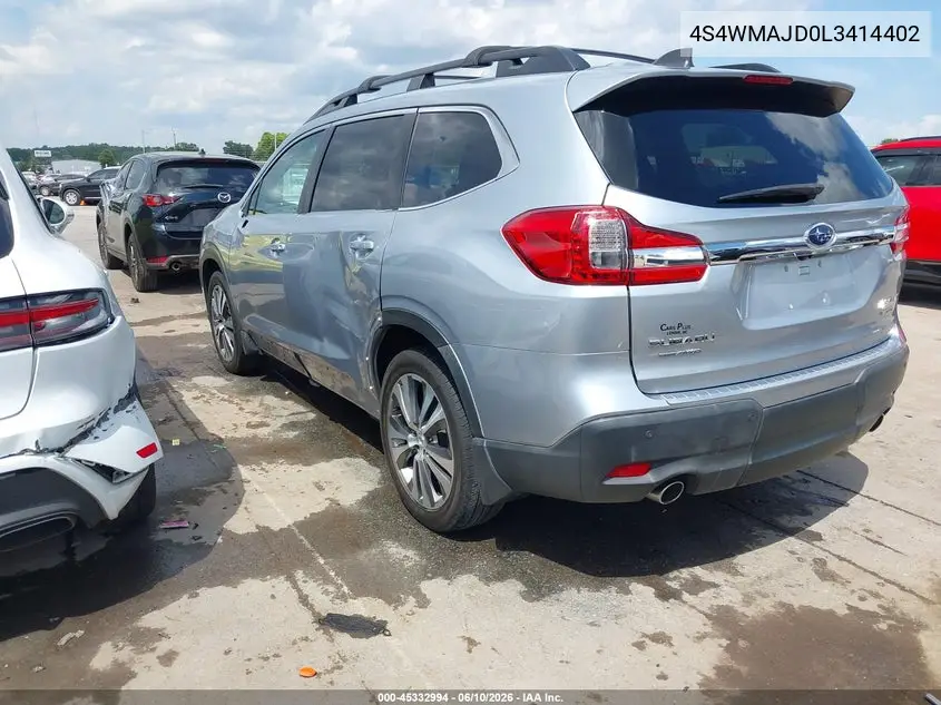 2020 Subaru Ascent Limited VIN: 4S4WMAJD0L3414402 Lot: 45332994
