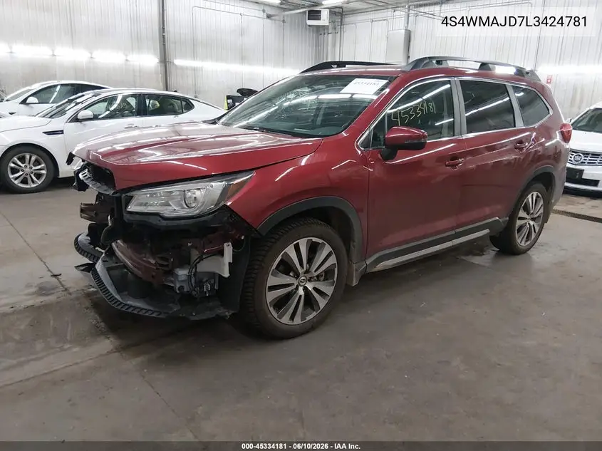 2020 Subaru Ascent Limited VIN: 4S4WMAJD7L3424781 Lot: 45334181
