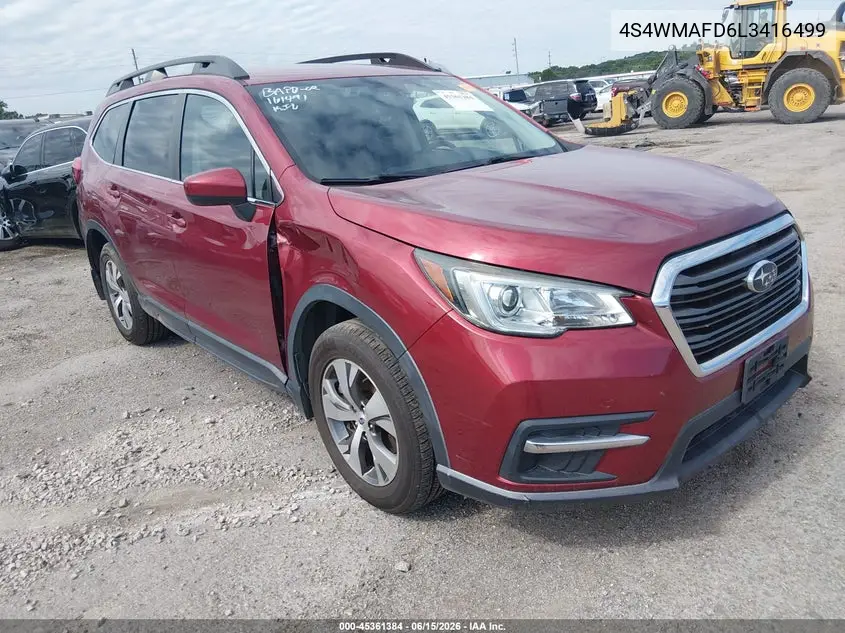 2020 Subaru Ascent Premium VIN: 4S4WMAFD6L3416499 Lot: 45361384