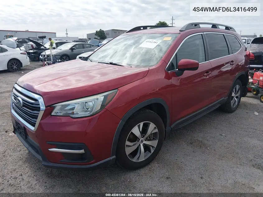 2020 Subaru Ascent Premium VIN: 4S4WMAFD6L3416499 Lot: 45361384