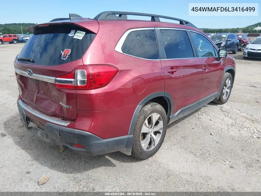 2020 Subaru Ascent Premium VIN: 4S4WMAFD6L3416499 Lot: 45361384