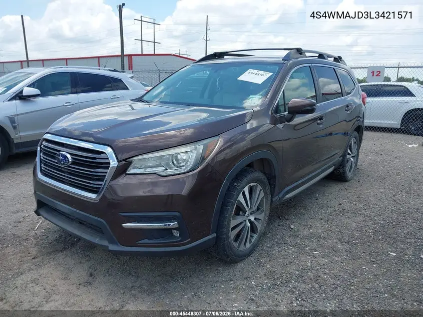 2020 Subaru Ascent Limited VIN: 4S4WMAJD3L3421571 Lot: 45448307