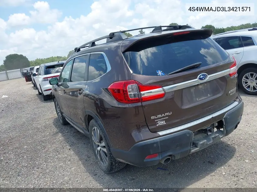 2020 Subaru Ascent Limited VIN: 4S4WMAJD3L3421571 Lot: 45448307
