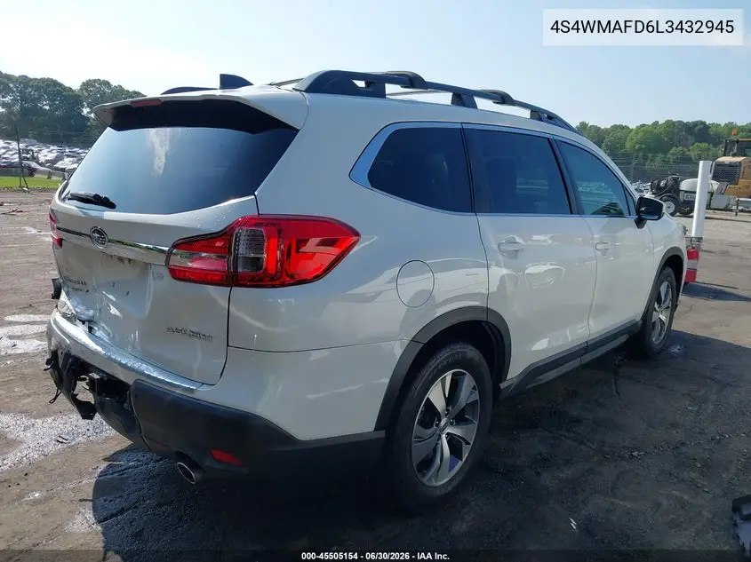 2020 Subaru Ascent Premium VIN: 4S4WMAFD6L3432945 Lot: 45505154