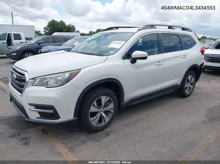 2020 Subaru Ascent Premium VIN: 4S4WMACD4L3434553 Lot: 45618261