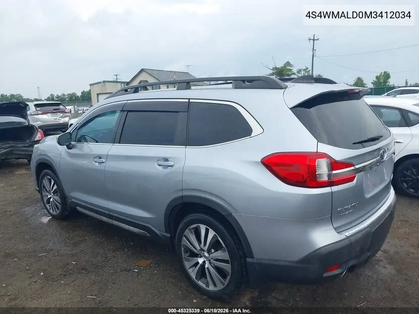 2021 Subaru Ascent Limited VIN: 4S4WMALD0M3412034 Lot: 45325339