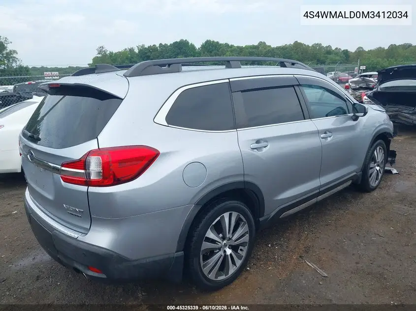 2021 Subaru Ascent Limited VIN: 4S4WMALD0M3412034 Lot: 45325339