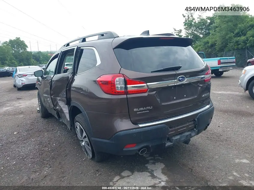 2021 Subaru Ascent Limited VIN: 4S4WMAPD8M3463906 Lot: 45361748