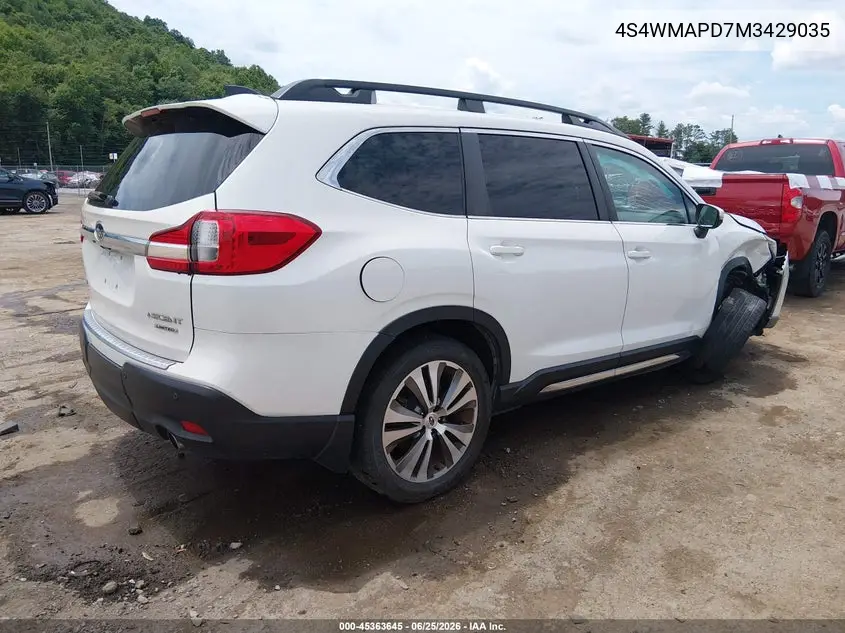2021 Subaru Ascent Limited VIN: 4S4WMAPD7M3429035 Lot: 45363645