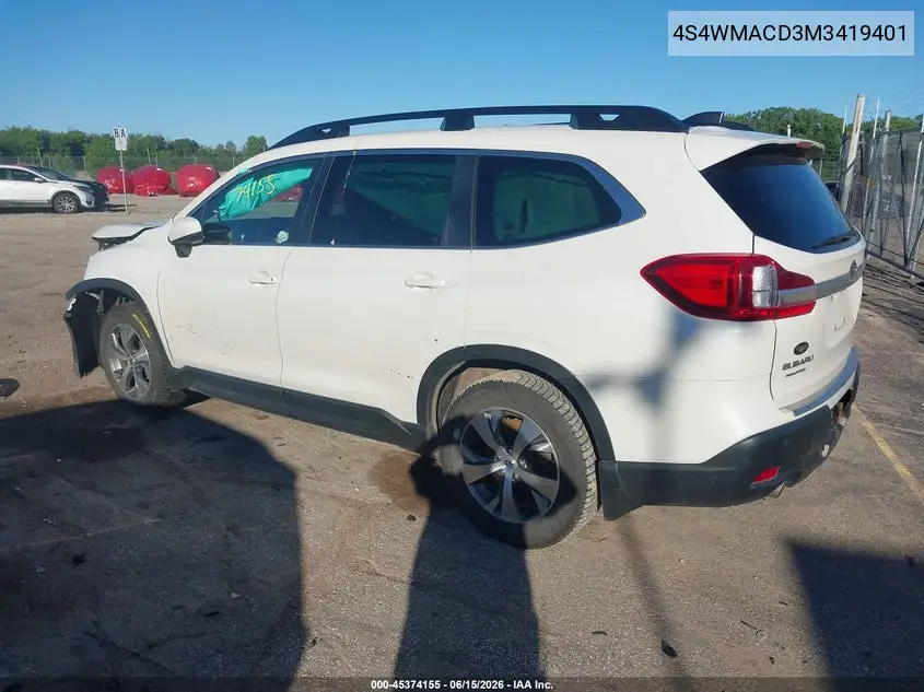 2021 Subaru Ascent Premium VIN: 4S4WMACD3M3419401 Lot: 45374155