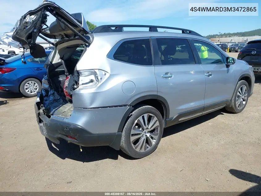 2021 Subaru Ascent Touring VIN: 4S4WMARD3M3472865 Lot: 45386157