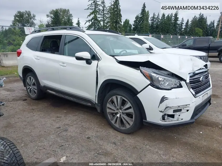 2021 Subaru Ascent Limited VIN: 4S4WMAMD0M3434226 Lot: 45450458