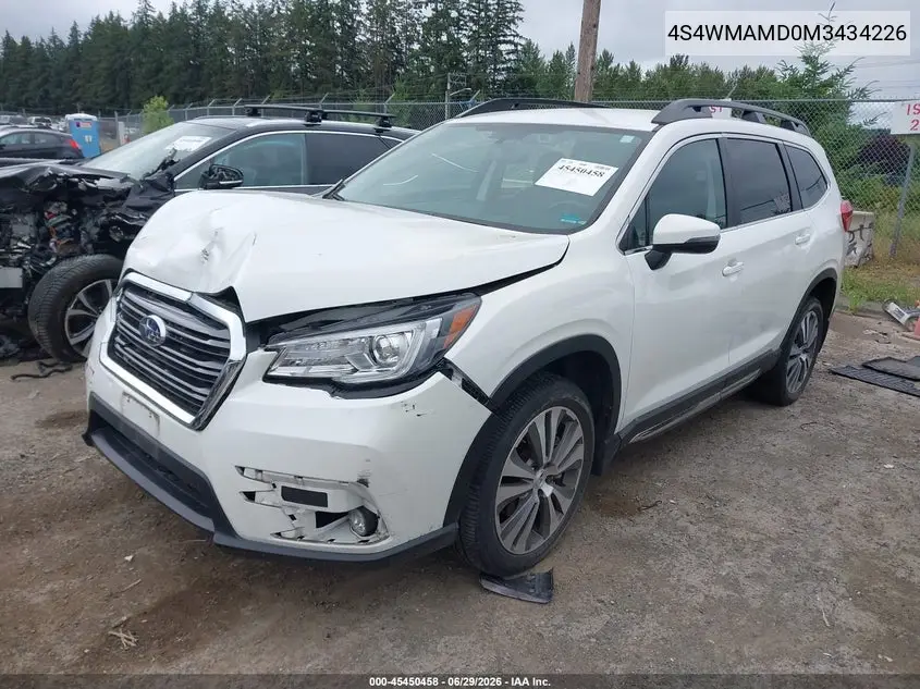 2021 Subaru Ascent Limited VIN: 4S4WMAMD0M3434226 Lot: 45450458